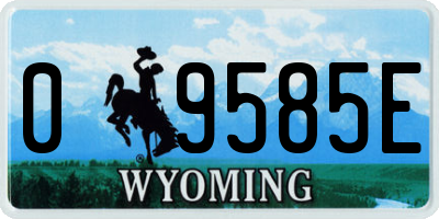 WY license plate 09585E