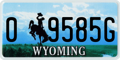 WY license plate 09585G