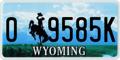 WY license plate 09585K