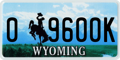 WY license plate 09600K