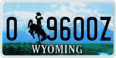 WY license plate 09600Z