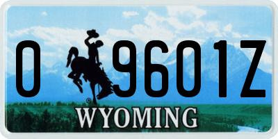 WY license plate 09601Z