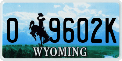 WY license plate 09602K