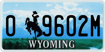 WY license plate 09602M