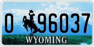 WY license plate 096037