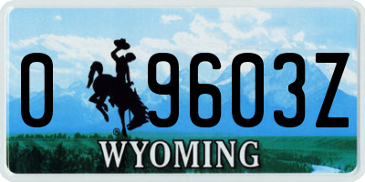 WY license plate 09603Z