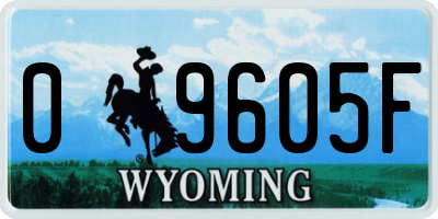 WY license plate 09605F