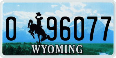 WY license plate 096077
