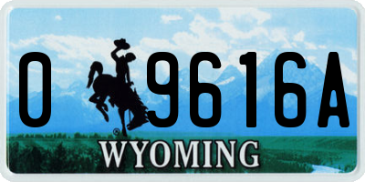 WY license plate 09616A