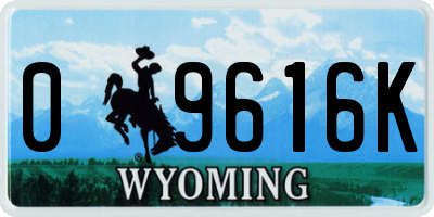 WY license plate 09616K