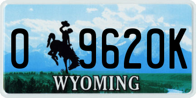 WY license plate 09620K