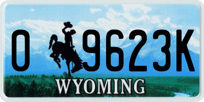 WY license plate 09623K