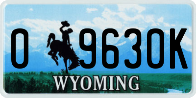 WY license plate 09630K