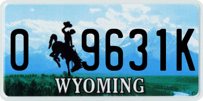 WY license plate 09631K