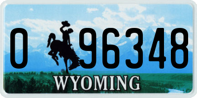 WY license plate 096348