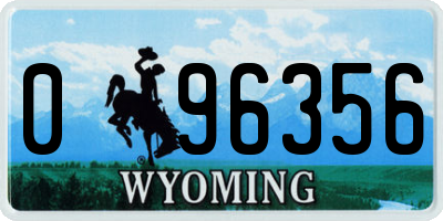 WY license plate 096356