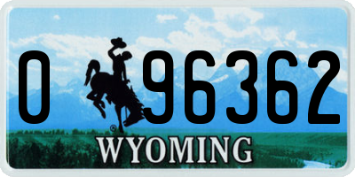 WY license plate 096362