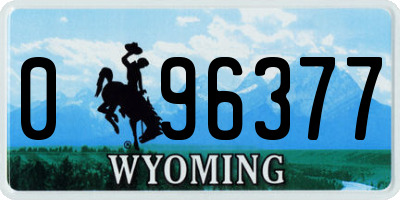 WY license plate 096377