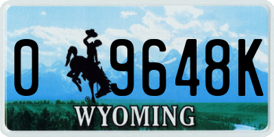 WY license plate 09648K