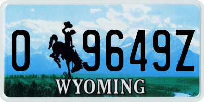 WY license plate 09649Z