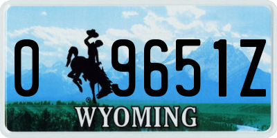 WY license plate 09651Z