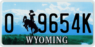 WY license plate 09654K