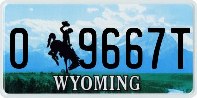 WY license plate 09667T