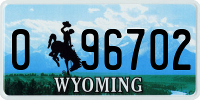 WY license plate 096702