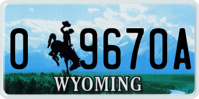 WY license plate 09670A