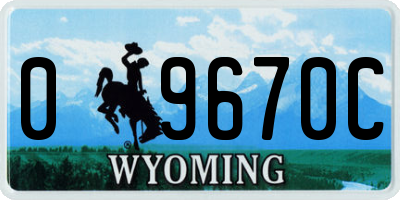 WY license plate 09670C