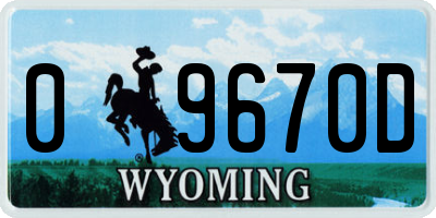 WY license plate 09670D