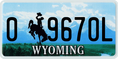 WY license plate 09670L