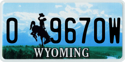 WY license plate 09670W