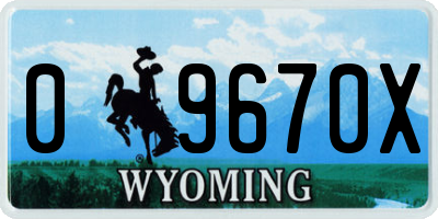 WY license plate 09670X