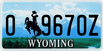 WY license plate 09670Z