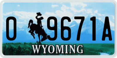 WY license plate 09671A