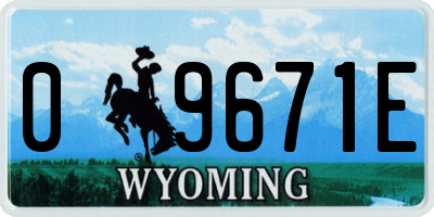WY license plate 09671E