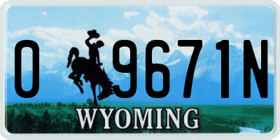 WY license plate 09671N