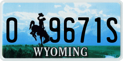 WY license plate 09671S