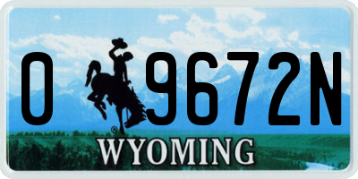 WY license plate 09672N