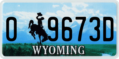 WY license plate 09673D