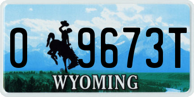 WY license plate 09673T