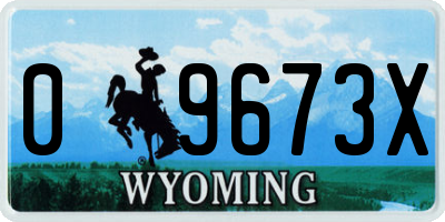 WY license plate 09673X
