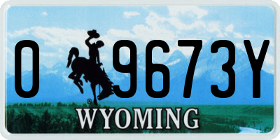 WY license plate 09673Y