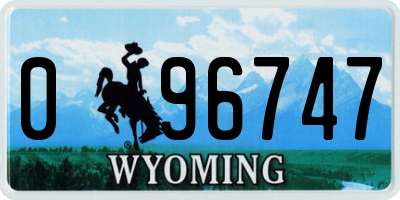 WY license plate 096747