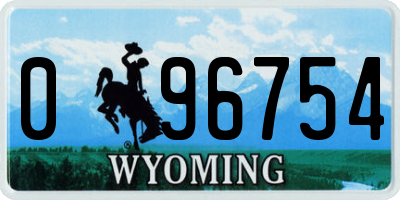 WY license plate 096754