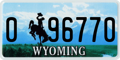 WY license plate 096770