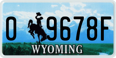 WY license plate 09678F