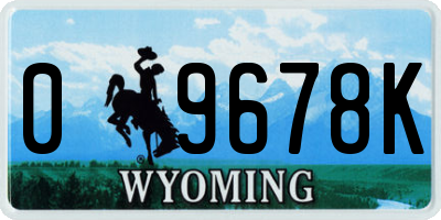 WY license plate 09678K