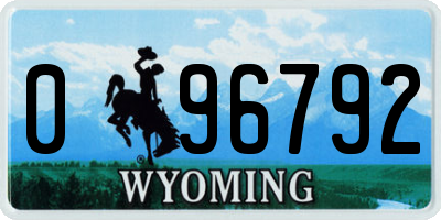 WY license plate 096792
